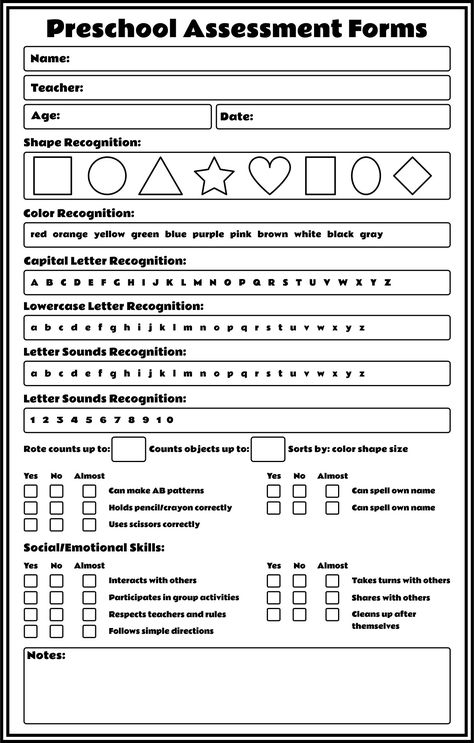 Abc Assessment Sheet, Preschool Math Assessment Free Printable, Assessment Checklist Preschool, Preschool Assessment Checklist, Preschool Assessment Binder, Preschool Evaluation Free Printable, Pre K Readiness Checklist, Toddler Assessment Forms Free Printable, Free Preschool Assessment Printables