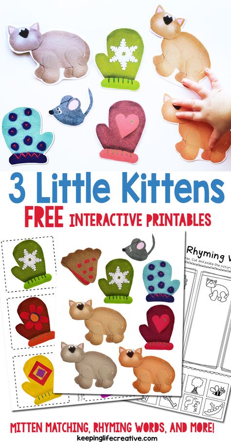 Nursery Rhyme Activities Kindergarten, 3 Little Kittens Preschool Activities, Kitten Activities For Preschool, Pete The Cat And The Itsy Bitsy Spider Activities, Kindergarten Nursery Rhyme Activities, Nursery Rhyme Sequencing Free, Preschool Pets Unit, 3 Little Kittens Nursery Rhyme, Nursery Rhymes Preschool Crafts