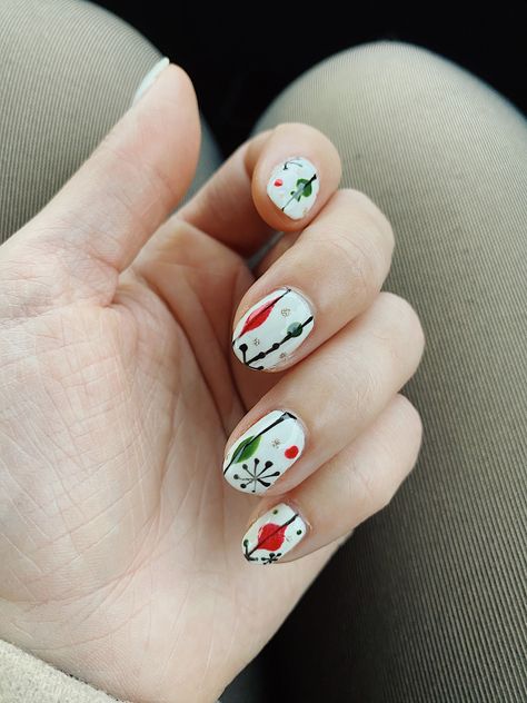 Mcm Nail Art, Midcentury Nails, Mid Century Nail Art, Mid Century Modern Nails, Mid Century Nails, 60s Nail Art, Retro Christmas Nails, 50s Nails, Mod Nails