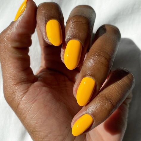 Mango Orange Nails, Honey Nails Color, Honey Yellow Nails, Mango Color Nails, Mustard Color Nails, Sunflower Yellow Nails, Dark Yellow Nails, Orange And Yellow Nail Designs, Yellow Orange Nails