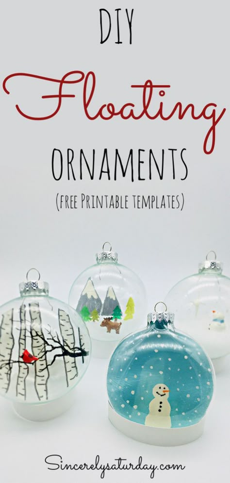 Make these super easy DIY floating ornaments just in time for the holiday season. You don't need anything fancy to make them. Honestly, I can not stand how freakin cute they turned out! DIY Christmas ornaments. Floating ornaments. DIY floating ornaments. How to make floating ornaments. Easy DIY Christmas decor. #DIY #craft #Christmascraft #floatingornaments #easydiy #holidaydecor #easyholidaydiy #funcraft #sincerelysaturdayblog Floating Ornaments Diy, Floating Christmas Ornaments, Unique Christmas Decorations Diy, Clear Ornament Balls, Easy Holiday Diy, Easy Diy Christmas Decor, Floating Ornaments, Fall Pinterest, Clear Ornaments