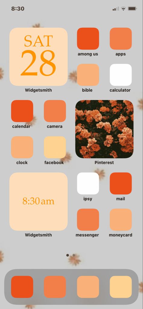 #aesthetic #orange #ios14 #homescreen #ideas Wallpaper Iphone Orange Aesthetic, Orange Aesthetic Phone Theme, Orange Phone Layout Ideas, Orange Home Screen Ideas, Orange Ios 16 Homescreen, Ios 16 Home Screen Ideas Orange, Widget Iphone Aesthetic Orange, Fall Iphone Home Screen Layout, Aesthetic Wallpaper Iphone Orange