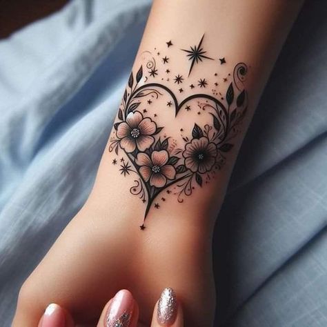 Grandbabies Tattoo Ideas, Womens Wrist Tattoos, Grandbaby Tattoo Ideas, Black And White Tattoos For Women, Ladies Sleeve Tattoo Ideas, Girlie Tattoos, Feminine Skull Tattoos, Tiny Wrist Tattoos, Ankle Tattoos For Women