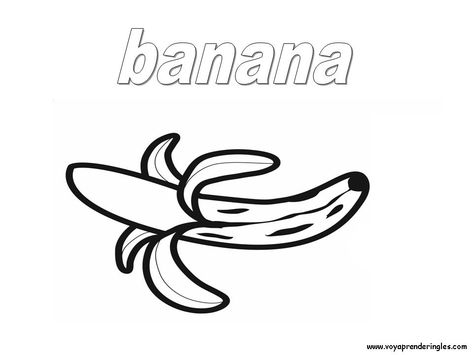 Recursos Educativos en inglés - Coloring Pages Foods Láminas para Colorear en Inglés Alimentos  13. Banana Colouring Pages, Pear, Coloring Pages, Color