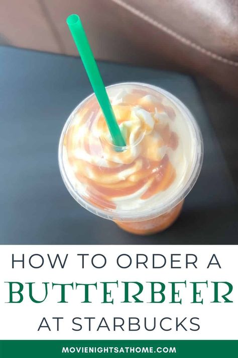 Butter Beer Recipe Starbucks, Starbucks Butterbeer Frappuccino, Butter Beer Coffee Recipe, Starbucks Drinks Butterbeer, Boozy Butterbeer Recipe, Butterbeer Frappuccino Starbucks, Butter Beer Starbucks Drink, Starbucks Recipes Fall, Starbucks Butterbeer Recipe