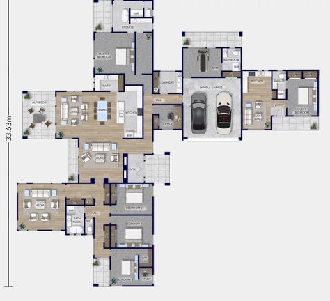 Z Shaped House Plans, 5 Room House Plans, Twin Villa Plan, New Zealand House Plans, 4 Bedroom All Ensuite House Plans, Large Japanese House Floor Plan, Australian House Plans, Luxury Ranch House Plans, 5 Bedroom House Floor Plan Australia 2 Storey