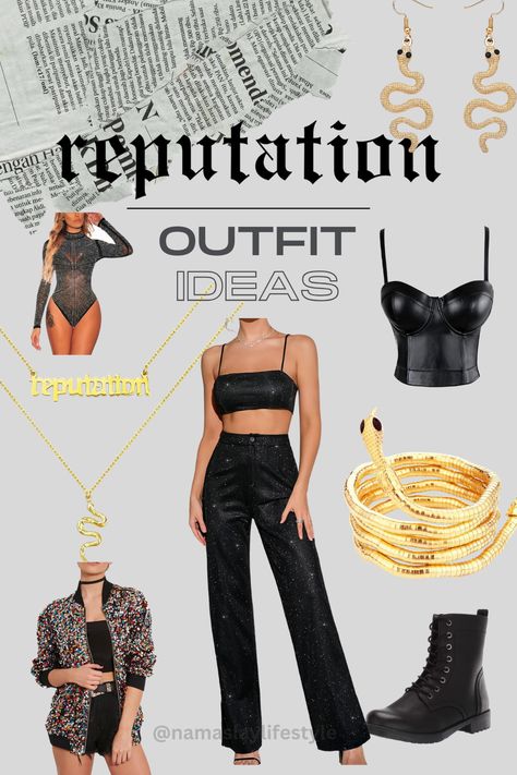 Taylor Swift Eras tour outfit ideas if you're a Reputation Stan! 🐍 #darkfashion #blackoutfit #taylorswift #reputation #repera #erastour Reputation Outfit Ideas Taylor Swift, Eras Tour Outfits Cold Weather, Taylor Swift Outfits Concert Reputation, Eras Tour Outfits Reputation, Eras Tour Reputation Outfit, Taylor Swift Reputation Outfits, Reputation Outfits Ideas, Taylor Swift Reputation Era Outfits, Eras Tour Outfit Ideas