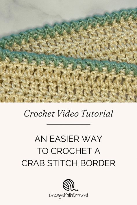 Simple crochet border Reverse Crab Stitch Crochet, Crab Stitch Crochet Border, Crochet Crab Stitch Border, Reverse Single Crochet Edging, Crab Stitch Crochet Tutorials, Crochet Borders For Shawls, Border Stitches Crochet, Border Stitch Crochet, Simple Crochet Border