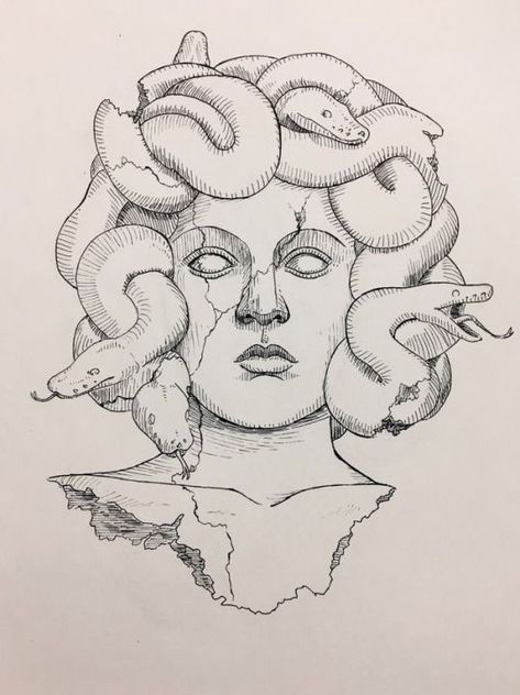 Dark Academia Drawing Ideas, Dark Academia Sketchbook, Dark Academia Drawings, Dark Academia Sketch, Gorgon Tattoo, Dark Academia Drawing, Greece Tattoo, Dark Academia Art, Medusa Art