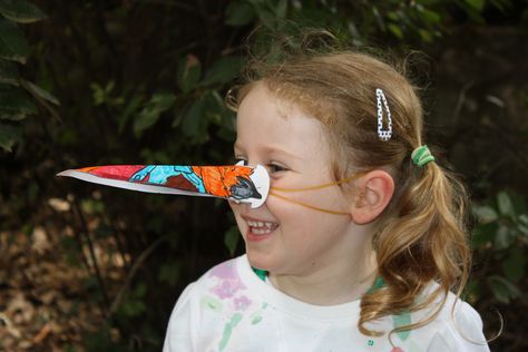 We made & coloured in a "Pinocchio Nose" in the crafts tent at Pinocchio Park, Collodi, Tuscany. Pinocchio Craft Preschool, Pinocchio Craft, Pinocchio Nose, Theatre Crafts, Fairy Tale Activities, Disney Camping, Pinocchio Disney, Storytime Crafts, Fairy Tale Theme