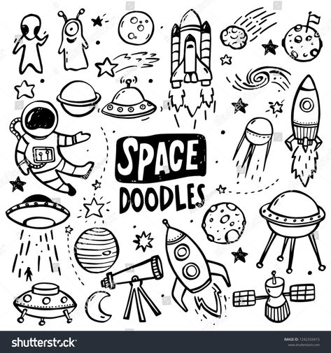 Collection of hand drawn doodles - UFO's, aliens, planets and spacecrafts.drawn#doodles#Collection#hand Space Theme Doodles, Rocket Drawing, Space Objects, Hand Drawn Doodles, Space Doodles, Planet Drawing, Arte Doodle, Alien Drawings, Space Drawings