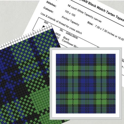 Campbell Tartan Needlepoint Pattern at Makerist - Image 2 Doll Knitting Patterns, Campbell Tartan, Celtic Cross Stitch, Black Watch Tartan, Potholder Patterns, Blackwork Embroidery, Needlepoint Tapestry, Needlepoint Patterns, Stitch Art