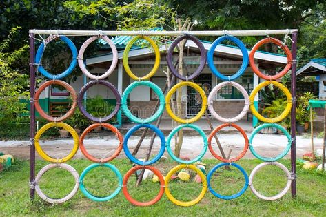 Tire Playground, Recycling For Kids, Kids Play Set, Dog Playground, Children Park, Tyres Recycle, Old Tires, Kids Room Organization, Color Paint