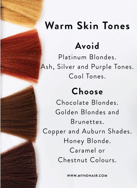 Hair Colors For Warm Undertones, Warm Skin Tone Colors, Hair Color For Warm Skin Tones, Skin Color Chart, Autumn Skin, Neutral Skin Tone, Skin Tone Hair Color, Hair 101, Tone Skin