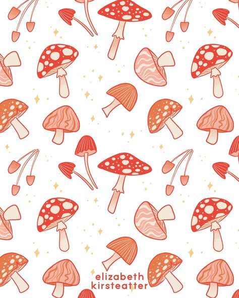 Couldn't resist making the cutie mushrooms from my "I love you so mush" card design into a repeating pattern - and it corresponded perfectly with @spoonflower current design challenge, forest biome. If you see it I'd love your vote, and if you still need Valentine's cards (or let's be honest, this cute mushroom design could be for any occasion), I've got those in my Etsy shop, and will also have some at the Galentines market next weekend! (February 10). Mushroom Pattern Design, Mushroom Art Kids, Funky Mushrooms, Drawn Mushrooms, Mushrooms Aesthetic, Spring Patterns Design, Forest Biome, Mushrooms Pattern, Mushroom Aesthetic