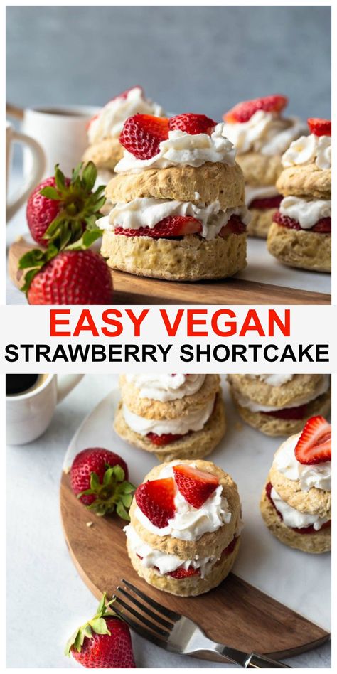 Vegan Shortcake, Strawberry Shortcake Biscuits, Vegan Strawberry Shortcake, Gluten Free Strawberry Shortcake, Shortcake Biscuits, Cane Sugar, Vegan Dessert Recipes, Vegan Cake, Vegan Sweets