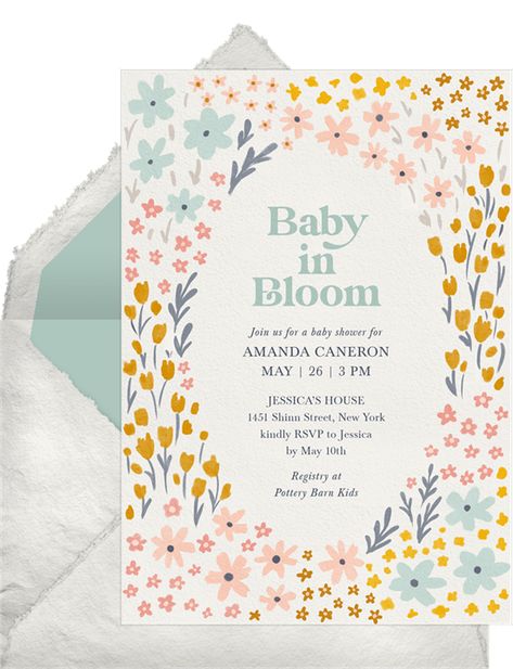 Baby | Greenvelope.com Baby Shower Theme Decorations, Garden Baby Showers, Wildflower Baby Shower, Baby Announcement Photos, Baby Q, Flower Theme, Floral Baby Shower Invitations, Baby Invitations, Bird Theme