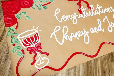 Such a simple and elegant banner design!! I love! ❤️🥂🫶🏼 #banner #banners #bannerdesign #brownpaperbanner #painting #shopsmall #smallbusiness #roses #red #drinks Elegant Banners, Christmas Banners, Party Banners, Brown Paper, Birthday Banner, Banner Design, Birthday, Red, Christmas