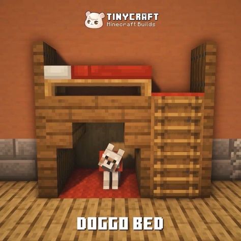 Mc Dog House, Wolf House Minecraft, Minecraft Pet House Ideas, Dog House In Minecraft, Minecraft Dog Bed, Dog House Minecraft, Minecraft L, Outside Dog Houses, Minecraft Wolf