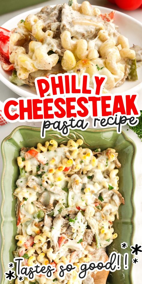 Philly Cheesesteak Pasta Philly Cheesesteak Pasta, Steak Peppers, Cheesesteak Pasta, Corkscrew Pasta, Cheesesteak Sandwich, Philly Cheese Steak Casserole, Pasta Skillet, Cheesesteak Recipe, Cheese Steak Sandwich