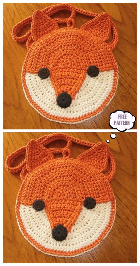 Crochet Round Foxy Bag Free Crochet Pattern Fox Purse, Childrens Purses, Purse Patterns Free, Kids Crochet Pattern, Crochet Purse Pattern Free, 4mm Crochet Hook, Crochet Bag Pattern Free, Bag Pattern Free, Diy Magazine