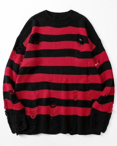 Sweaters pike no others !😻 Striped Sweaters, Ripped Sweater, Oversized Sweater Women, Pull Oversize, Sweaters Women, Pullover Outfit, Winter Pullover, Harajuku Streetwear, Unisex Sweater