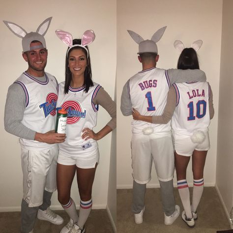 Bugs bunny and Lola Bugs Bunny Outfit, Tune Squad Halloween Costume, Lola Bunny And Bugs Bunny Costume, Bugs Bunny And Lola Costume, Bunny Diy Costume, Bugs And Lola Costume, Lola And Bugs, Bugs Bunny Costume, Bugs Bunny And Lola