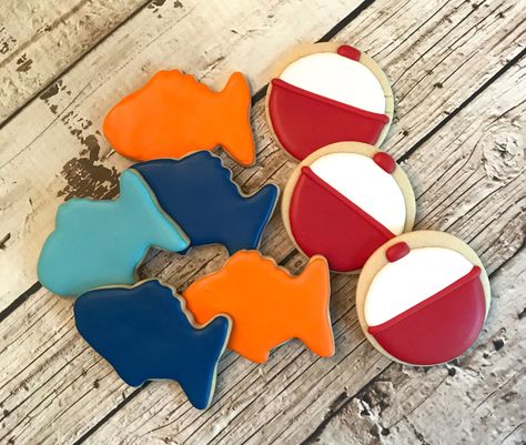 Fishing Cookies, Gone Fishing Party, Fishing Theme Birthday, Fishing Theme Party, Fishing Themed Birthday Party, Fish Cookies, Lake Party, Fishing Birthday Party, Fishing Party