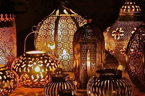 Bazaar Lantern by London Garden Trading - Parachute Blog Lots Of Candles Decor, Arabian Wedding, Moroccan Garden, Moroccan Party, Candle Decoration, Moroccan Theme, Mehndi Decor, London Garden, Wedding Lighting