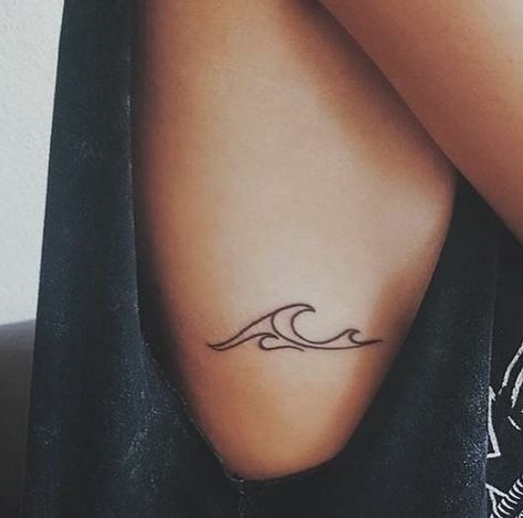 Simple Wave Tattoo, Small Wave Tattoo, Simple Tattoos For Women, Wave Tattoo, Blue October, Waves Tattoo, Tattoo Life, Rib Tattoo, Ankle Tattoo