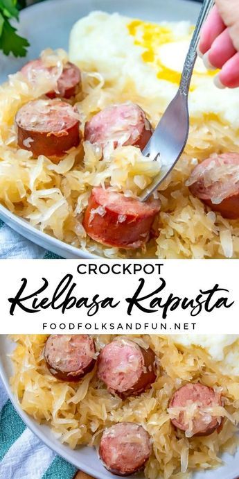 Kapusta Recipe, Slow Cooker Kielbasa, Kielbasa Recipes, Kielbasa Sausage, Sauerkraut Recipes, Ukrainian Recipes, Hungarian Recipes, Kielbasa, Cabbage Recipes