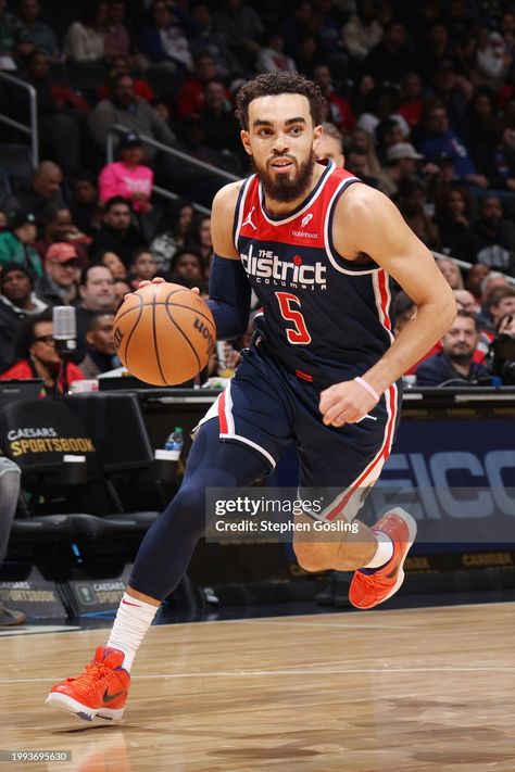 Tyus Jones of the Washington Wizards dribbles the ball during the... News Photo - Getty Images Tyus Jones, Nba 2023, Nba Pictures, Capital One, Washington Wizards, February 10, Philadelphia 76ers, Washington Dc, The Game