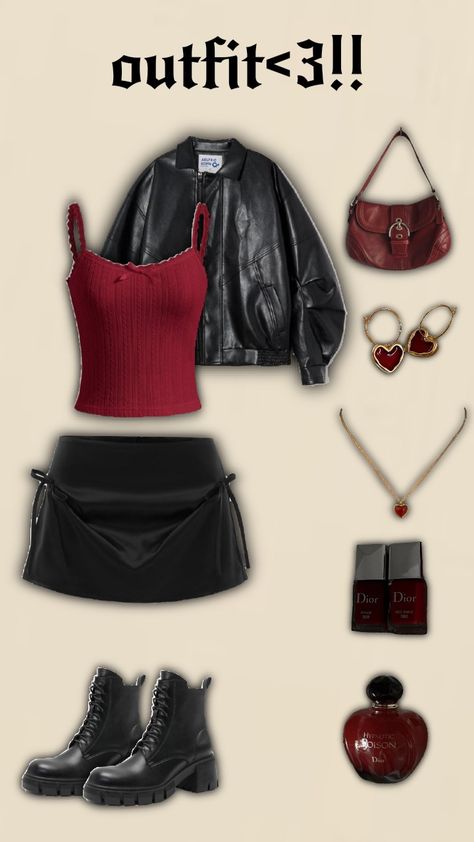 newww fittt!!!sorry for not being active🪻🤍#aestheticfit#red#black#s4ish4444 Dominate Tour Outfit, Maroon Concert Outfit, Red Black Concert Outfit, Maroon 5 Concert Outfit Ideas, Black And Red Concert Outfits, Red Outfit Concert, Girl In Red Concert Outfit, The Weeknd Outfits Style, Red And Black Concert Outfit