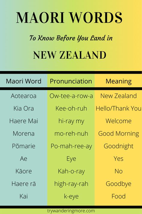 The official languages in NZ are English, Maori and Sign Language. While you can get by speaking just in English, it is always helpful to know Maori words as you will hear and see them often enough. Here is a list of words we learnt while on our New Zealand Road trip. There is nothing better than learning about another culture, is there?  New Zealand Language | New Zealand Travel | New Zealand Guide | New Zealand Road Trip | Maori Words  #newzealand #newzealandtips New Zealand Culture Maori, Whangarei New Zealand, New Zealand Style, Te Reo Maori Resources, Maori New Zealand, New Zealand Culture, Maori Language, Words To Know, Maori Words