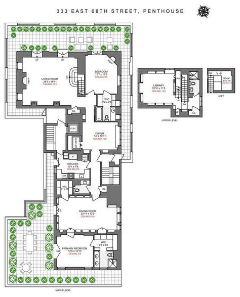 333 East 68th Street #PHA in Lenox Hill, Manhattan | StreetEasy Penthouse Floorplan, Painted Coffered Ceiling, City Living Apartment, Nyc Penthouse, Luxury Floor Plans, Honey Locust, Lenox Hill, Room Gym, Luxury Floor