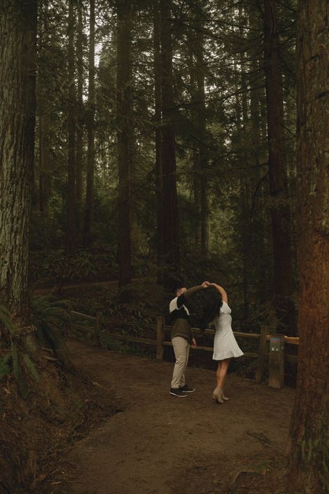 Hoyt Arboretum Engagement Photos - kthrashphoto.com Academia Engagement Photos, Gloomy Engagement Photos, Couples Forest Photoshoot, Hippie Engagement Photos, Outdoors Engagement Photos, Engagement Photos Playful, Grunge Engagement Photos, Pnw Engagement Photos, Greenhouse Engagement Pictures