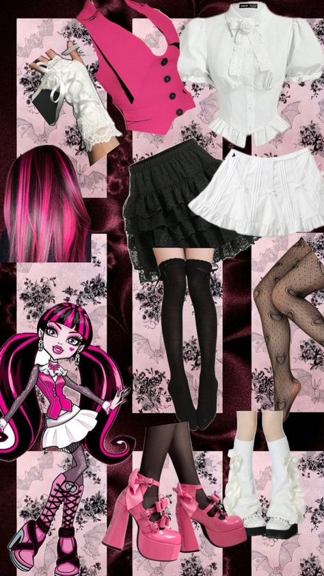 Draculaura Inspired Fits, Draculara Inspired Fit, Draculara Cosplay Outfit, Draculaura Outfit Inspiration, Draculaura Outfit, Draculaura Aesthetic Outfit, Draculaura Costume, Draculaura Aesthetic, Monster High Halloween