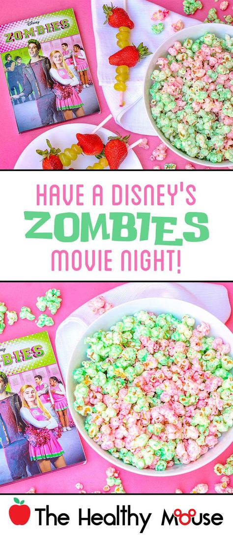 Disney Channel ZOMBIES Movie Night - Disney's ZOMBIES review Zombie Party Food, Zombies Movie, Zombie Food, Zombie Movie, Zombie Cake, Zombie Birthday Parties, Disney Zombies, Disney Movie Night, Zombie Birthday