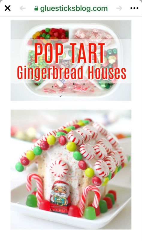 Make a Pop Tart Gingerbread House! (Video) - Gluesticks Blog | Christmas gingerbread house, Kids christmas party, Gingerbread house parties Pop Tart Christmas House, Pop Tart Gingerbread House Ideas, Poptart Houses Christmas, Poptart Houses, Poptart Gingerbread House Ideas, Poptart Gingerbread House, Poptart Gingerbread Houses, Pop Tart Gingerbread House, Gingerbread House Kids