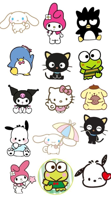 Sticker Album Diy, Felt Doll Patterns, Cute Easy Doodles, Animated Cartoon Characters, Hello Kitty Crafts, Hello Kitty And Friends, Iphone Wallpaper Kawaii, Hello Kitty Characters