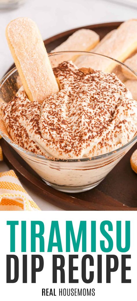 All the creamy coffee flavor you love whipped up in a 10-minute, no-bake Tiramisu Dip that’s absolutely perfect for any occasion! #Realhousemoms #tiramisu #dip #creamcheese #heavycream #mascarpone #coffee #espresso #dessertdip #italianfood #dessert #valentinesday #newyearseve #datenight Tiramisu Dip, Recipes With Cool Whip, Mascarpone Recipes, Creamy Coffee, Sweet Dips, Creamy Dip, Tiramisu Recipe, Work Meals, Dessert Dips