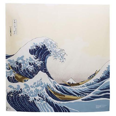 Large Hokusai Ukiyo-e Furoshiki 104cm | The Great Wave off Kanagawa Under The Wave Off Kanagawa, The Wave Off Kanagawa, Monte Fuji, Box Wrapping, Mont Fuji, Sake Bottle, Iconic Artwork, Wrapping Cloth, The Great Wave