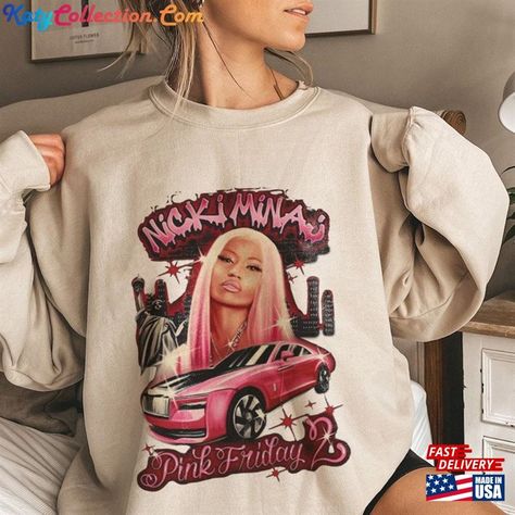 Nicki Minaj Shirt Pink Friday 2024 Tour Merch Classic Sweatshirt Check more at https://katycollection.com/product/nicki-minaj-shirt-pink-friday-2024-tour-merch-classic-sweatshirt/ Nicki Minaj Merch, Nicki Minaj Shirt, Nicki Minaj Tour, Iconic Album Covers, My Power, Shirt Designs For Men, Pink Friday, Tour Merch, Tour Shirt