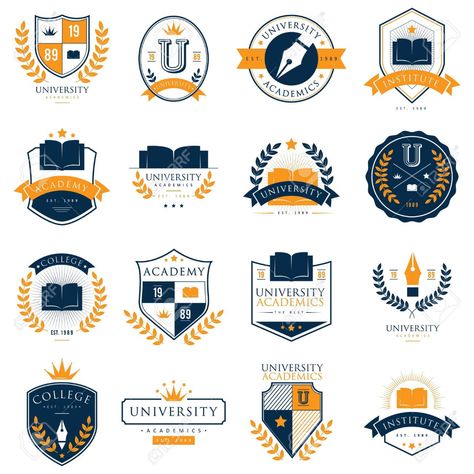 School Monogram, Advertising Campaign Design, Logo University, Badge Logo Design, Flat Logo Design, Logo Elements, Education Logo Design, Academy Logo, Presentation Design Layout