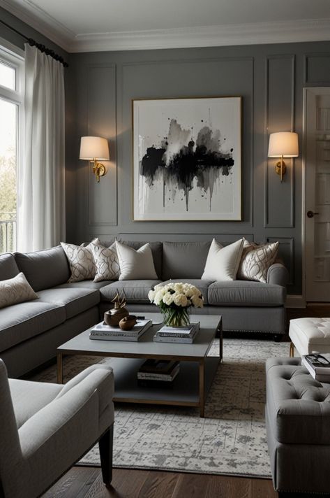 Modern Living Room Grey Walls, Grey Couch White Walls Living Room Ideas, Gray And Gold Living Room Ideas, Light Gray Living Room Ideas, Modern Living Room Decor Grey, White And Gray Living Room, White Living Room Decor Ideas, Grey White Living Room, Living Room Inspiration Grey