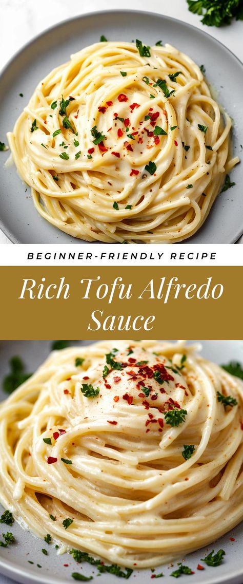 Image for Rich Tofu Alfredo Sauce Dairy Free Tofu Recipes, Silken Tofu Alfredo Sauce, Tofu Pasta Recipes, Tofu Alfredo Sauce, Tofu Alfredo, Tofu Pasta Sauce, Tofu Pasta, Make Alfredo Sauce, Dinner Gathering