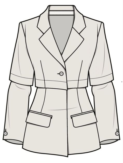 Blazer Flat Drawing, Blazer Technical Drawing, Blazer Template, Blazer Flat Sketch, Blazer Fashion Illustration, Vest Sketch, Jacket Technical Drawing, Blazer Sketch, Blazer Drawing