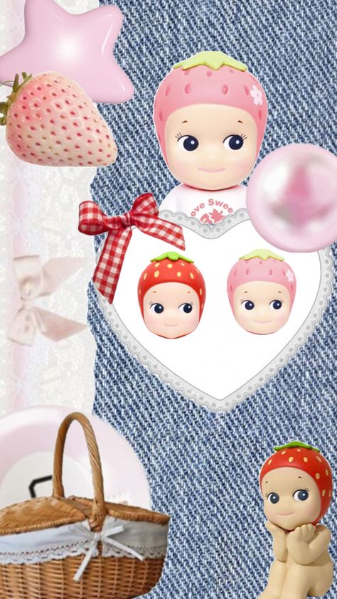 Strawberry Sonny Angel Wallpaper, Strawberry Sonny Angel, Sonny Angel Wallpaper, Angels Wallpaper, Strawberry Wallpaper, Sonny Angels, Angel Wallpaper, Sonny Angel, Iphone Background Wallpaper