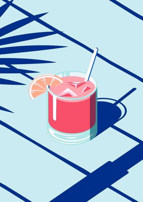 Minimalistic Illustration Graphics, Simple Illustration Art, Banner Graphic Design, Company Banner, Banner Graphic, Juice Company, Cocktail Illustration, الف�ن الرقمي, Geometric Shapes Art