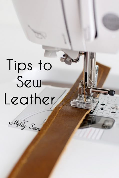 How to sew leather - tips and tricks for sewing leather successfully on a home sewing machine How To Sew A Leather Purse, Working With Leather Diy, Sewing A Leather Bag, Using A Sewing Machine For Beginners, Sewing Leather Bags Tutorials, Leather Purse Patterns Free, Leather Tooling Patterns For Beginners, Leather Bag Pattern Free Pdf, Simple Leather Projects